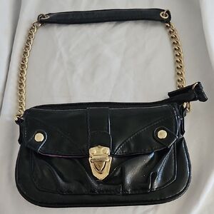 Black Leather Chain Strap Bag